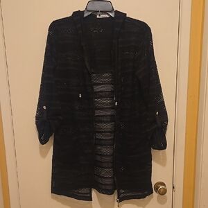 Blue Island Black Mesh Cover Up